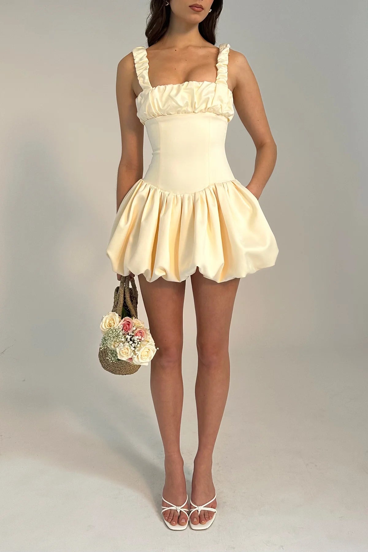 FINAL SALE - Miss Circle Aubrey Egg Bubble Hem Mini Dress