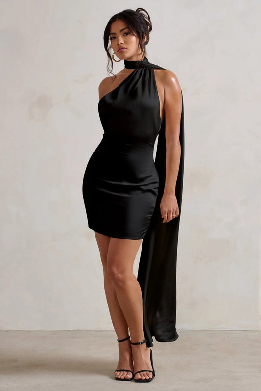 Club London ‘Nasira’ asymmetric drape mini