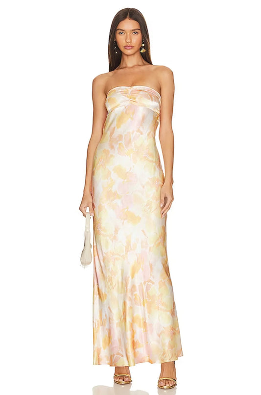 BEC & BRIDGE INDI STRAPLESS MAXI IN MULTICOLOUR