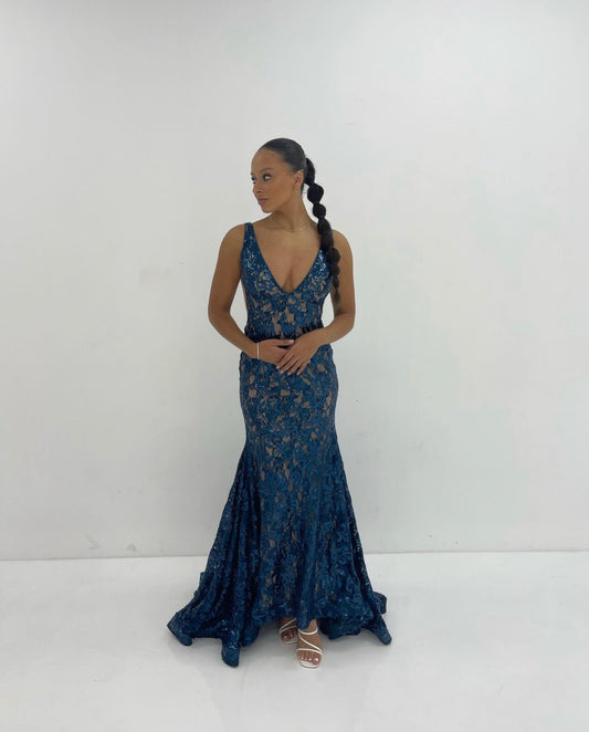 Jovani Navy Mermaid Gown