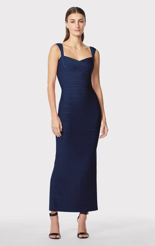 Herve Leger Navy Sweetheart Gown