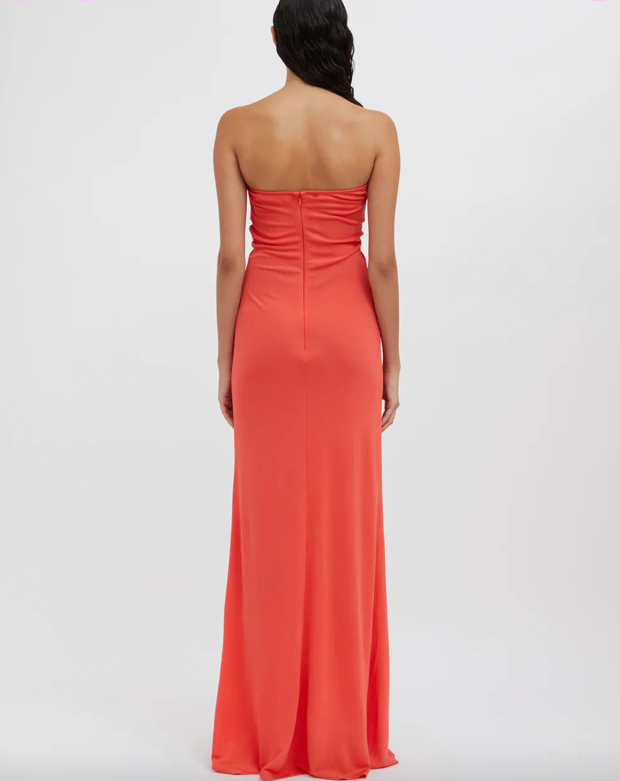 Christopher Esber Arced Palm Strapless Gown Grapefruit