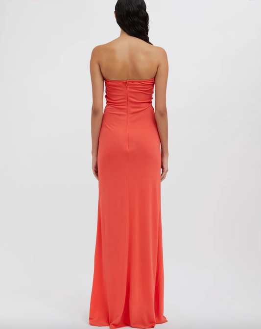 Christopher Esber Arced Palm Strapless Gown Grapefruit