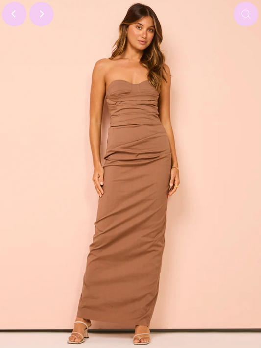 Sir the Label Alba Strapless Gown Mocha