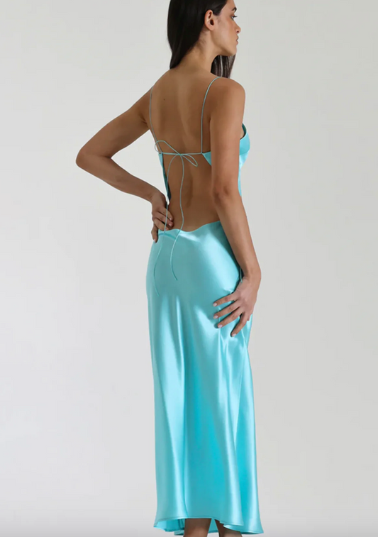 Natalie rolt Iris Gown Turquoise