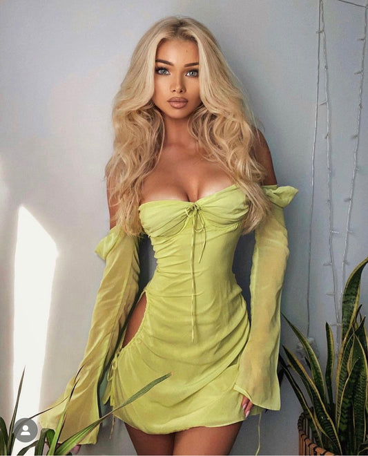 House of CB Baby Lime Chiffon Dress