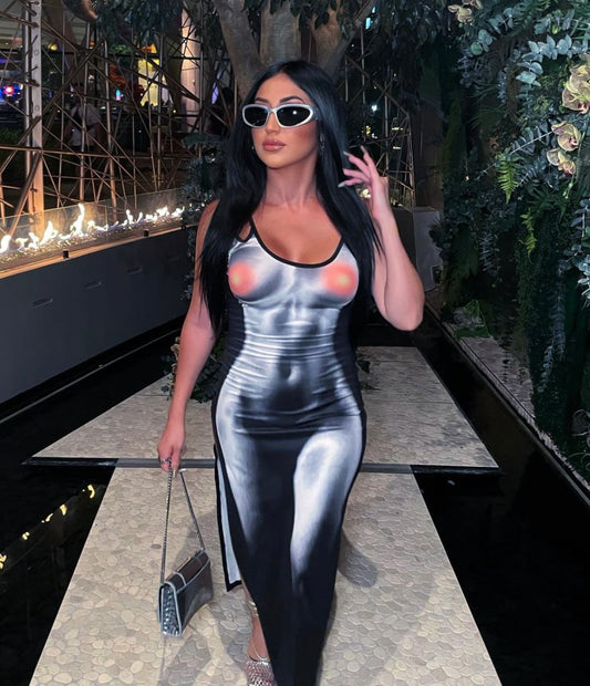 FINAL SALE -Capeclique Thermal Slit Dress