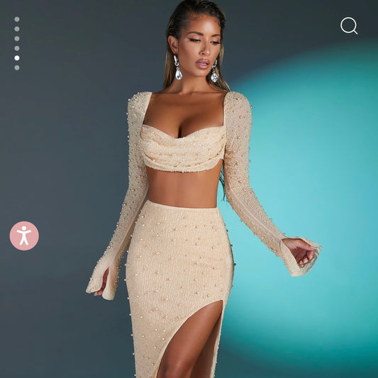 OhPolly Embellished Set In Beige