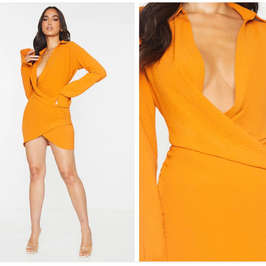 FINAL SALE - Luxe to Kill Orange Plunge Midi Dress